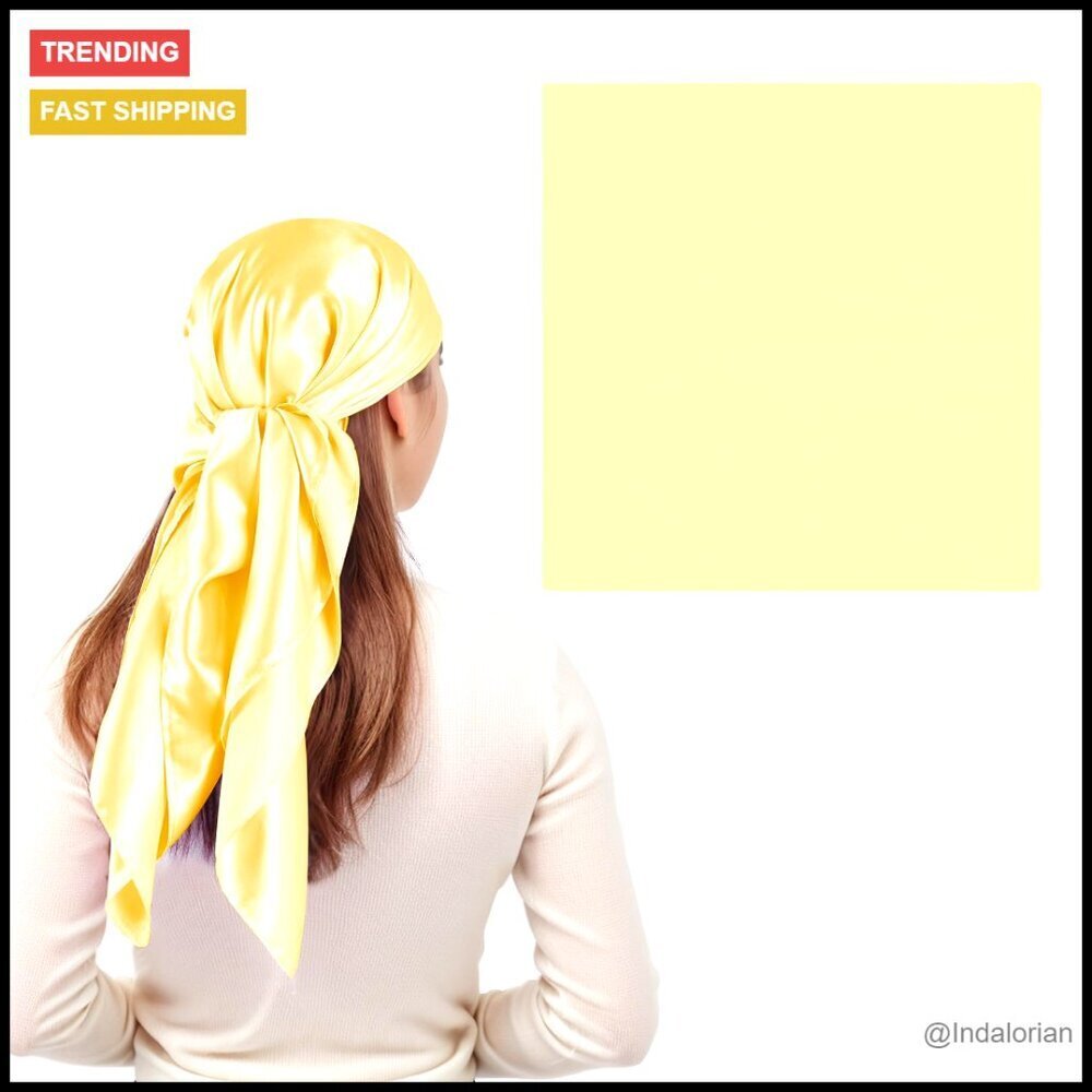 Large Satin Head Scarf Silk Hair Bandana Sleeping Wrap Elegant Boho Chic